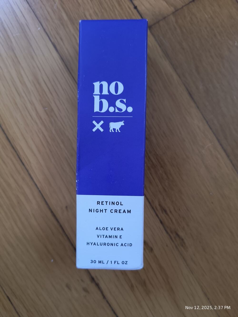 No B.S. Skincare Retinol Night Cream 1oz Vitamin E Hyaluronic Acid Aloe Sealed